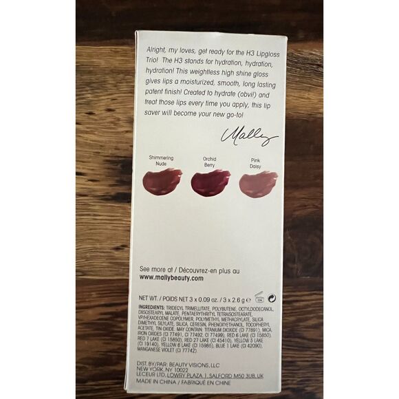 Mally H3/Hydrating Lip Gloss Trio- 3 Piece Set - New - Picture 1 of 3